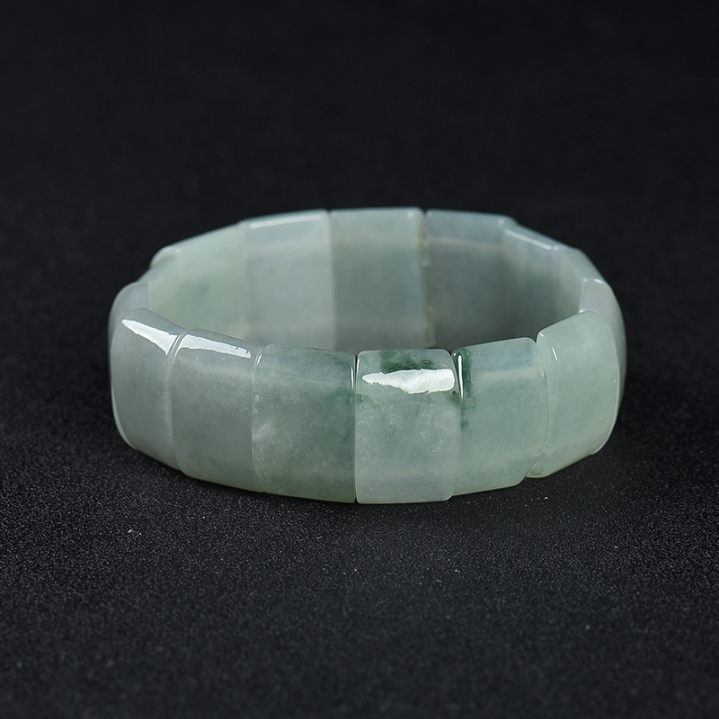 糯种飘花翡翠方牌手串-红掌柜