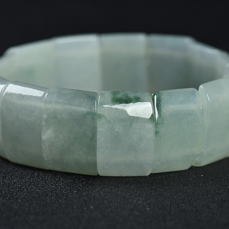 飘花翡翠方牌手串-红掌柜