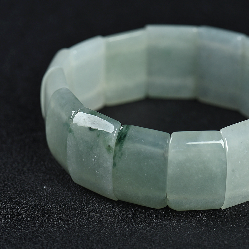 糯种翡翠方牌手串-红掌柜