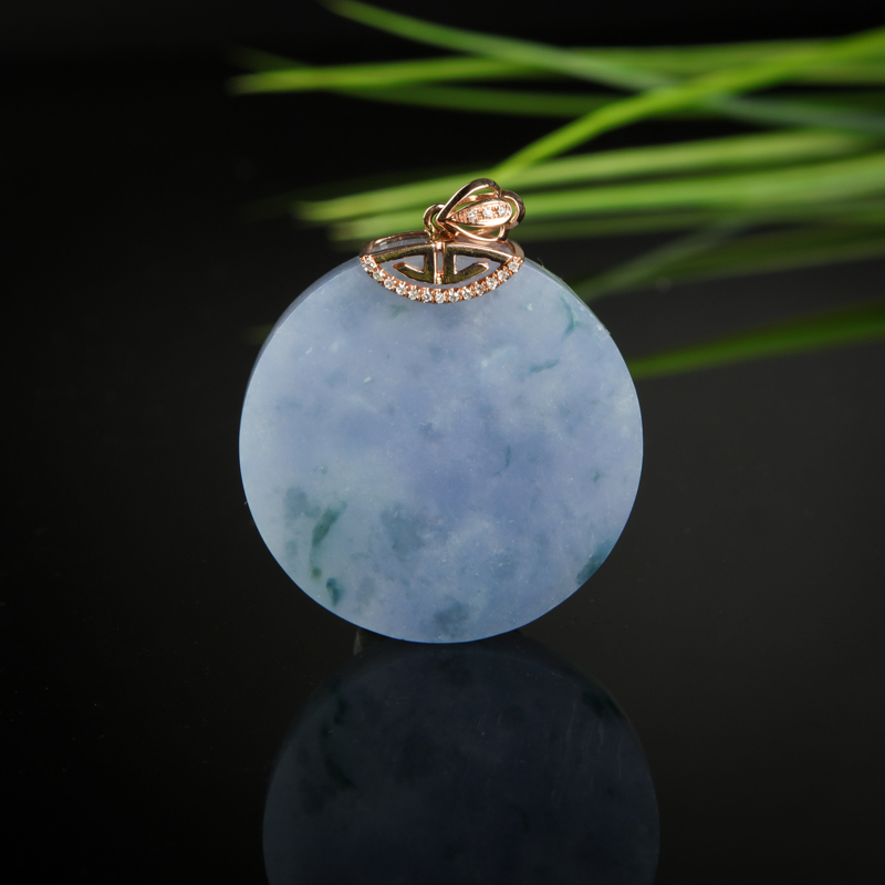 缅甸天然糯种紫罗兰翡翠无事牌吊坠-红掌柜