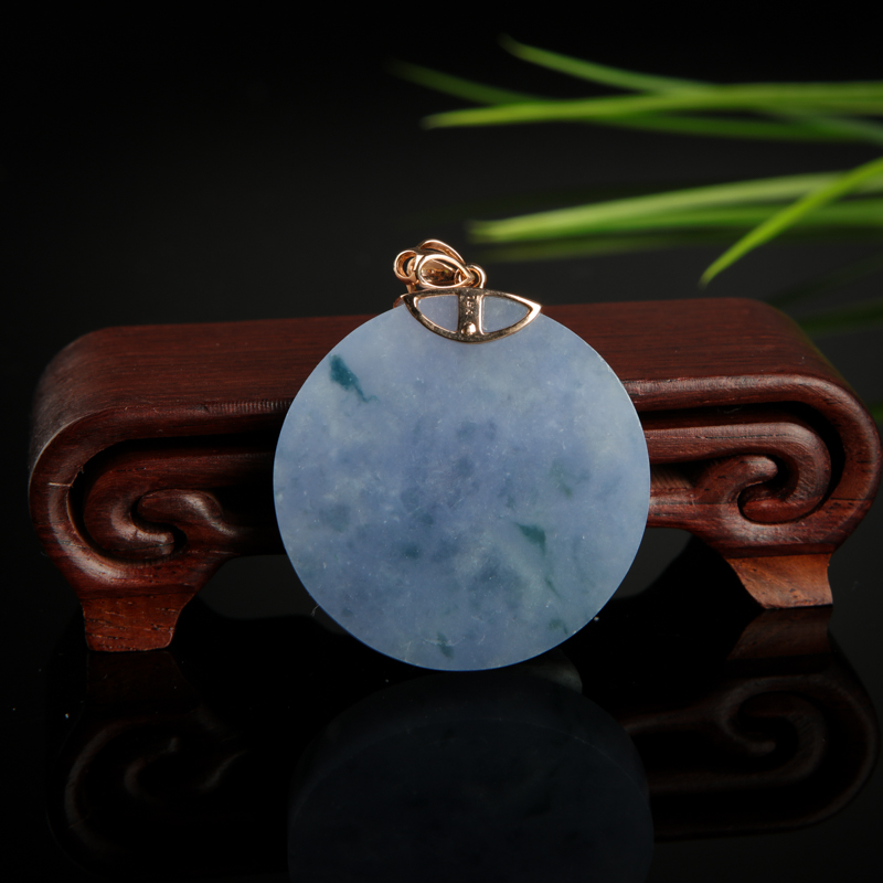 缅甸天然紫罗兰翡翠无事牌吊坠-红掌柜