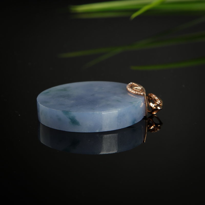 缅甸天然糯种翡翠无事牌吊坠-红掌柜