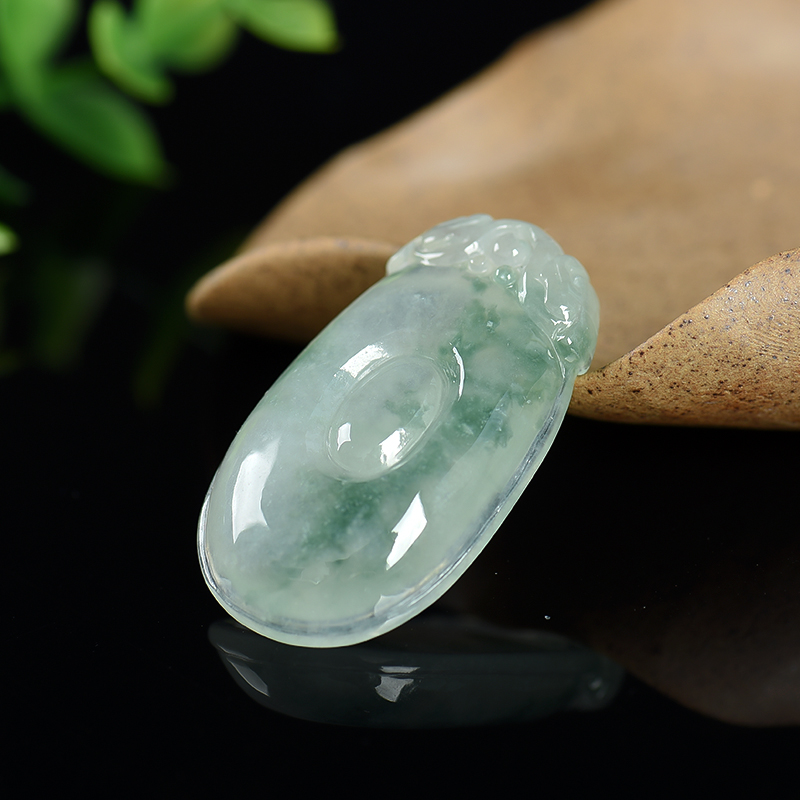 缅甸糯冰种飘花翡翠福贝吊坠-红掌柜