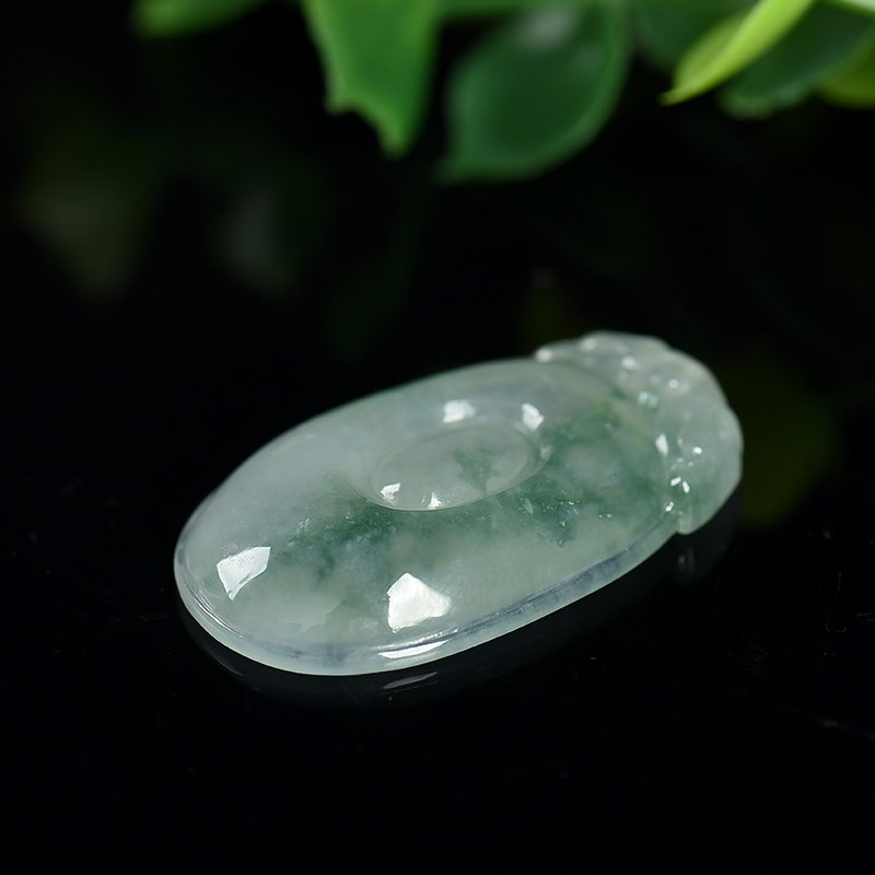 缅甸天然飘花翡翠福贝吊坠-红掌柜