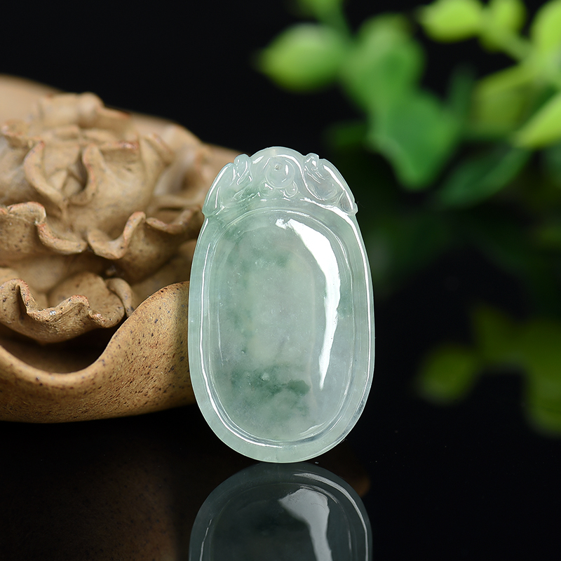 缅甸天然糯冰种翡翠福贝吊坠-红掌柜