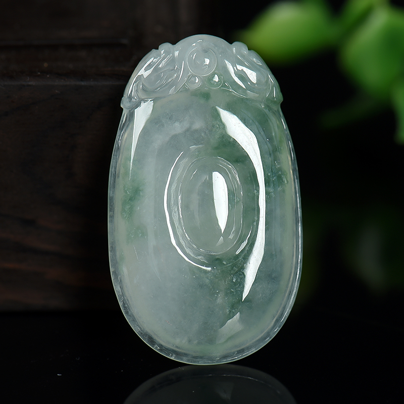 缅甸天然糯冰种飘花翡翠吊坠-红掌柜