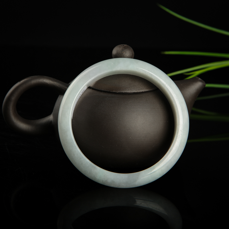 57.5mm天然豆种翡翠手镯-红掌柜