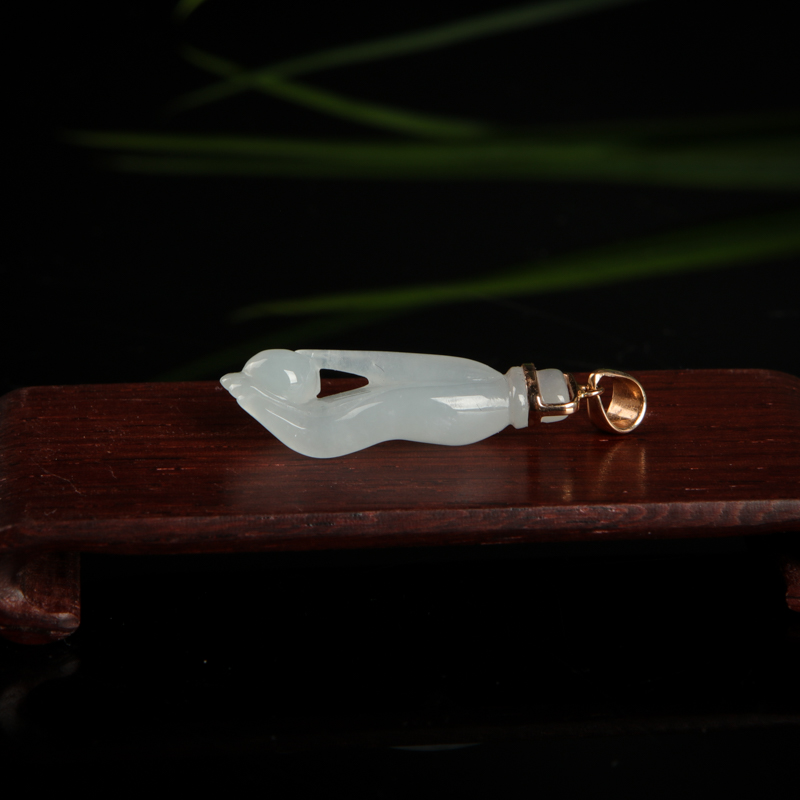 缅甸翡翠佛手吊坠-红掌柜