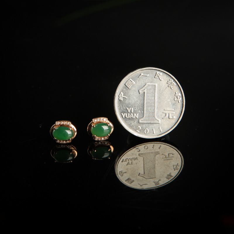 天然翡翠耳钉-红掌柜