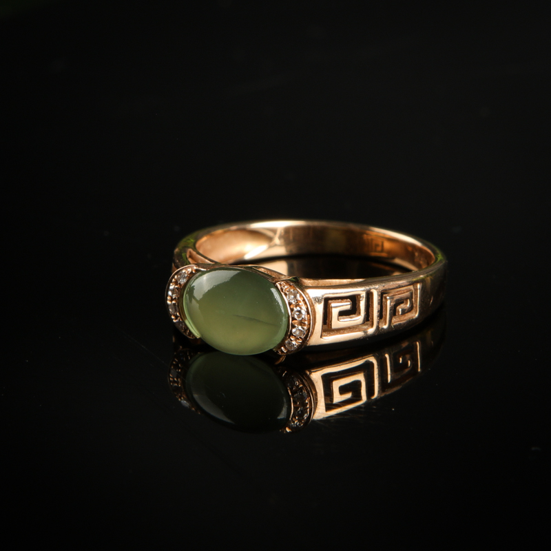 缅甸天然糯冰种翡翠戒指-红掌柜