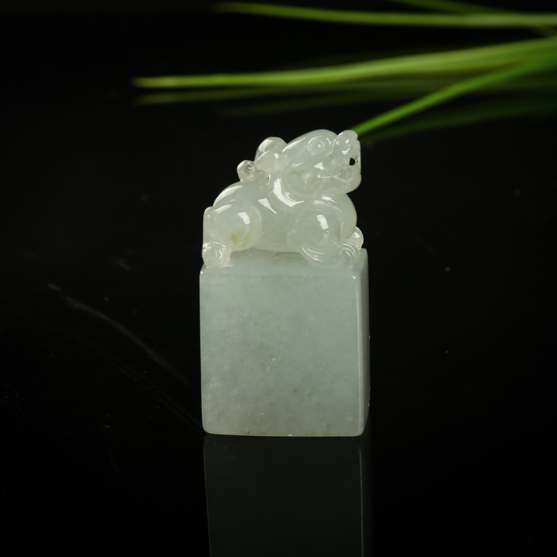 缅甸翡翠貔貅印章吊坠-红掌柜