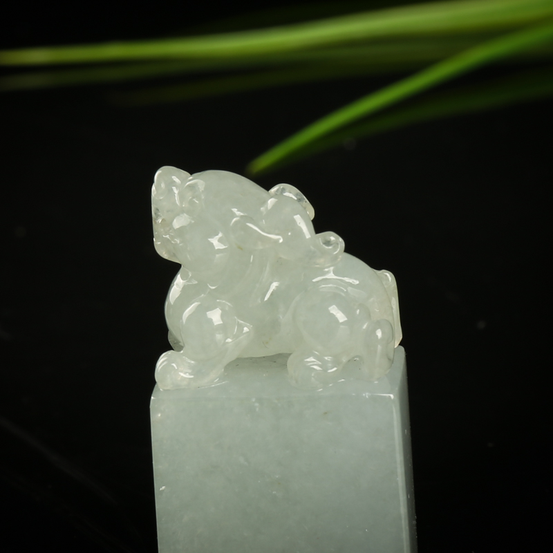 糯种翡翠貔貅印章-红掌柜