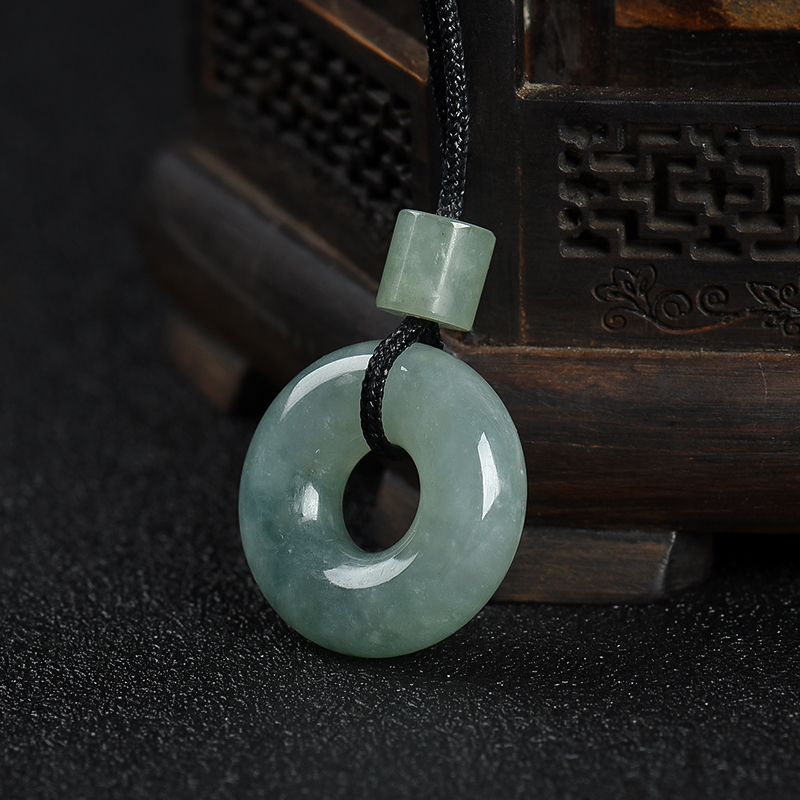 天然飘花翡翠平安扣吊坠-红掌柜