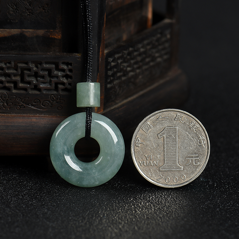 缅甸翡翠平安扣吊坠-红掌柜