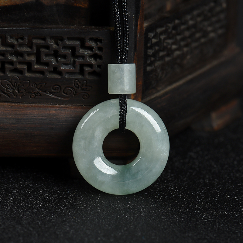 天然飘花翡翠平安扣吊坠-红掌柜