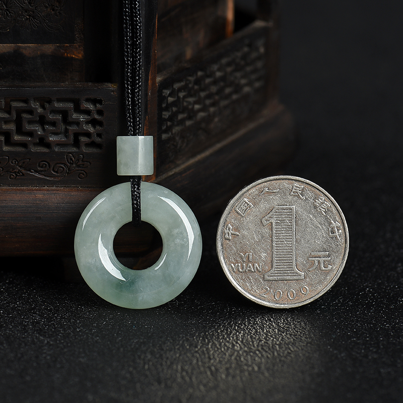 豆种飘花翡翠吊坠-红掌柜