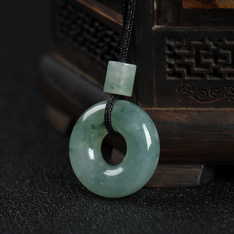 天然飘花翡翠平安扣吊坠-红掌柜