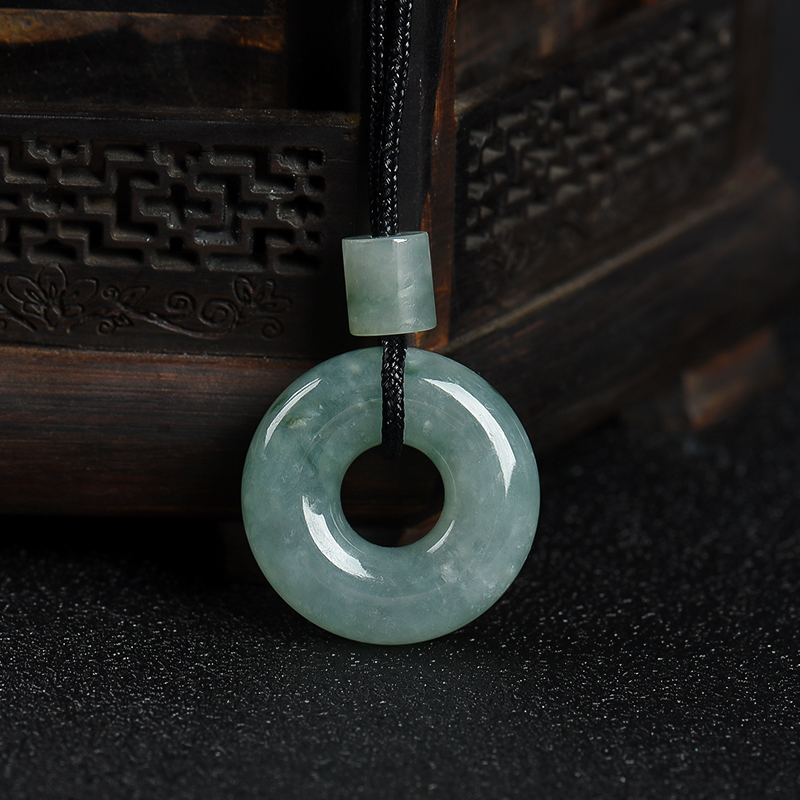 飘花翡翠平安扣吊坠-红掌柜