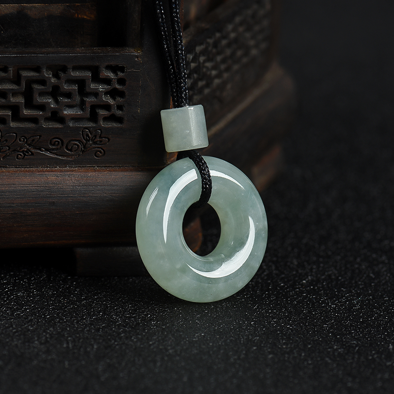 飘花翡翠平安扣吊坠-红掌柜