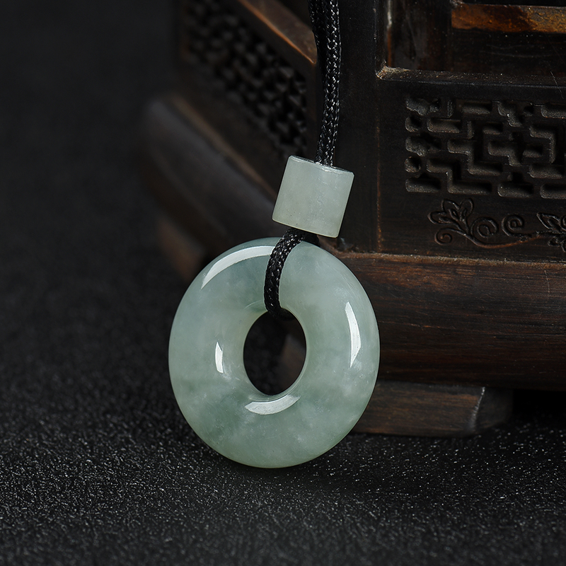 豆种翡翠平安扣吊坠-红掌柜