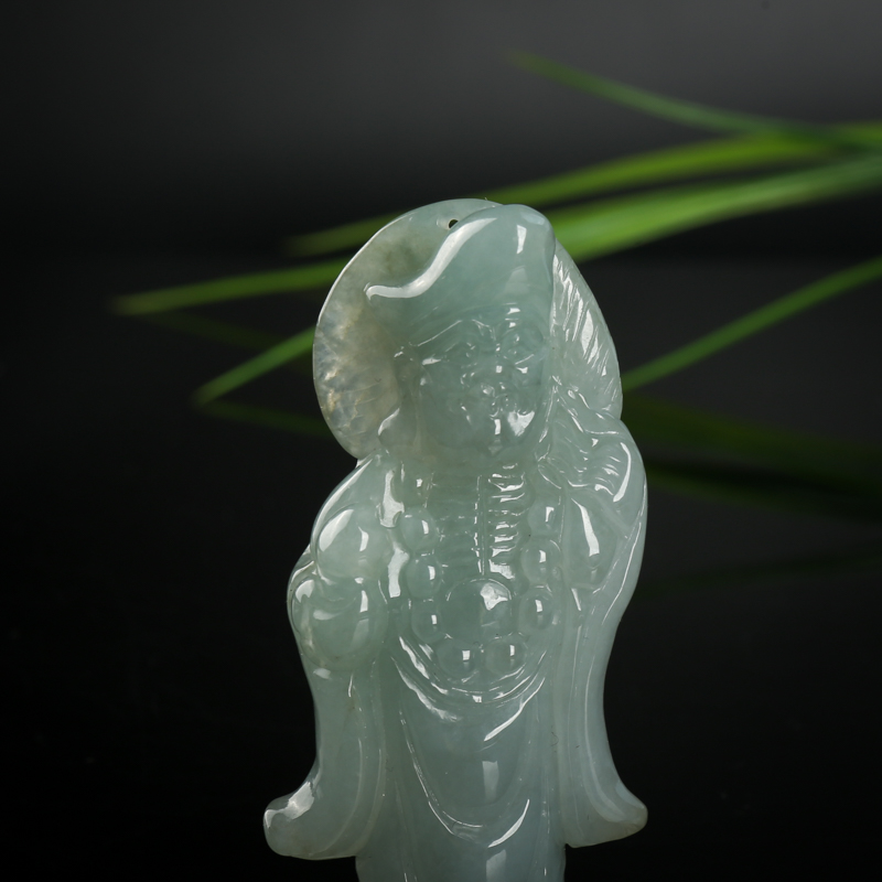 天然灰绿翡翠济公吊坠-红掌柜