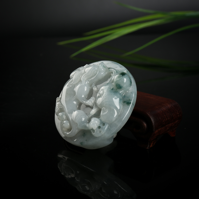 糯种翡翠貔貅皮带扣-红掌柜