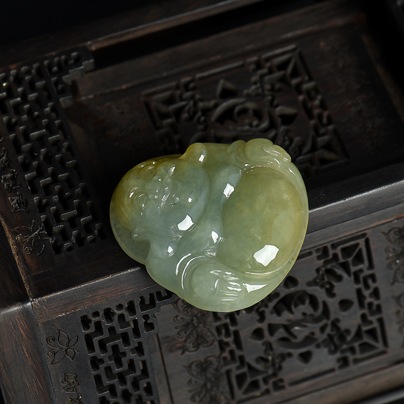 缅甸天然糯种黄翡吊坠-红掌柜
