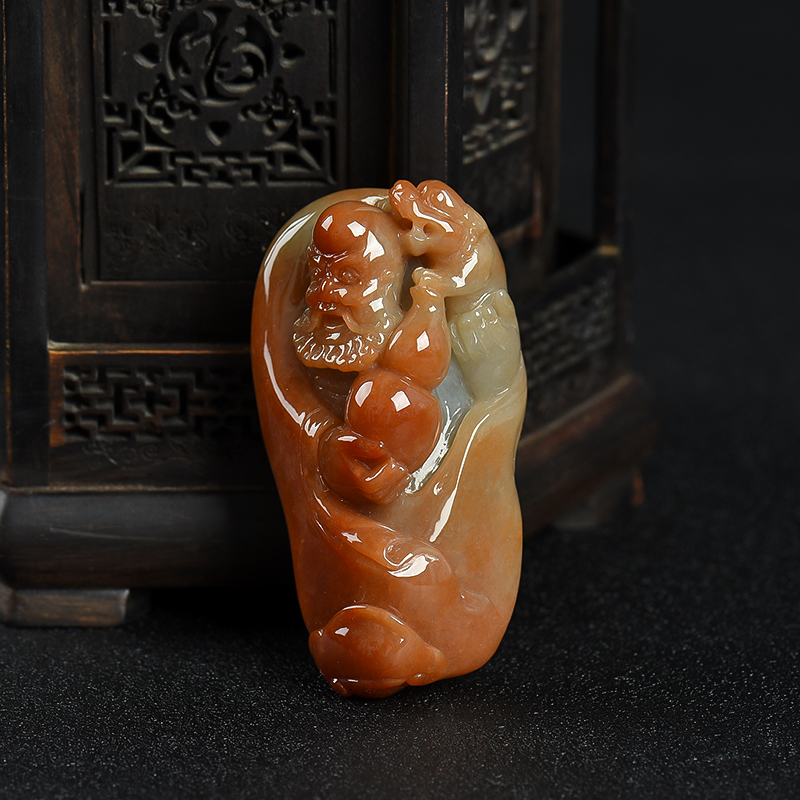 缅甸天然糯种红翡达摩吊坠-红掌柜