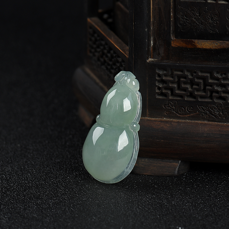 缅甸糯种灰绿翡翠福禄吊坠-红掌柜