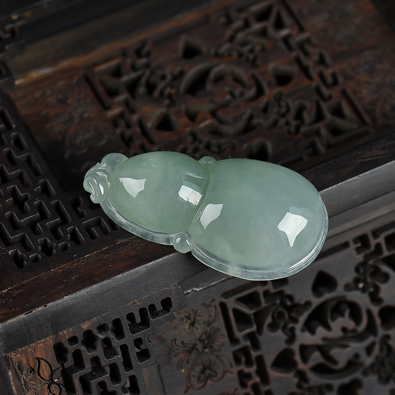 缅甸天然糯种翡翠福禄吊坠-红掌柜