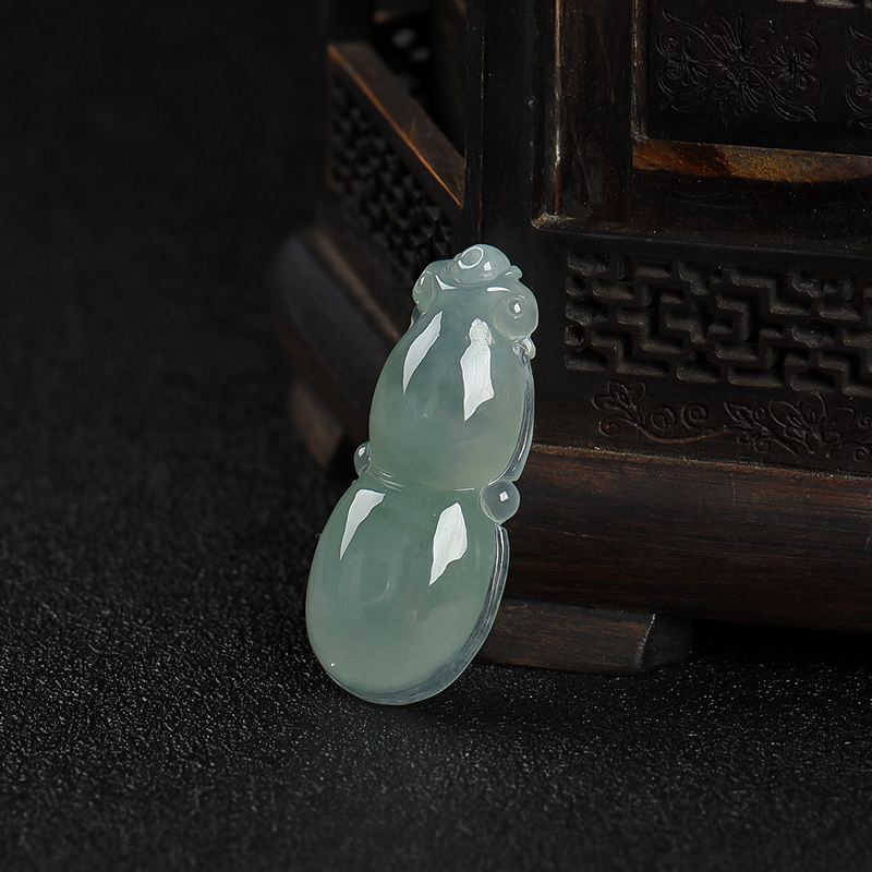 缅甸糯种灰绿翡翠福禄吊坠-红掌柜