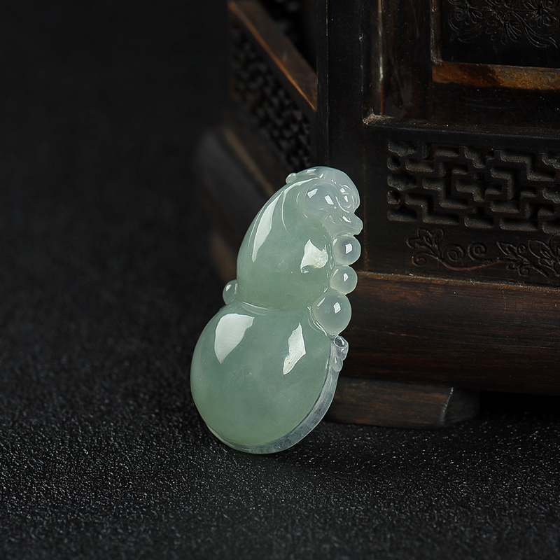 缅甸糯种灰绿翡翠福禄吊坠-红掌柜