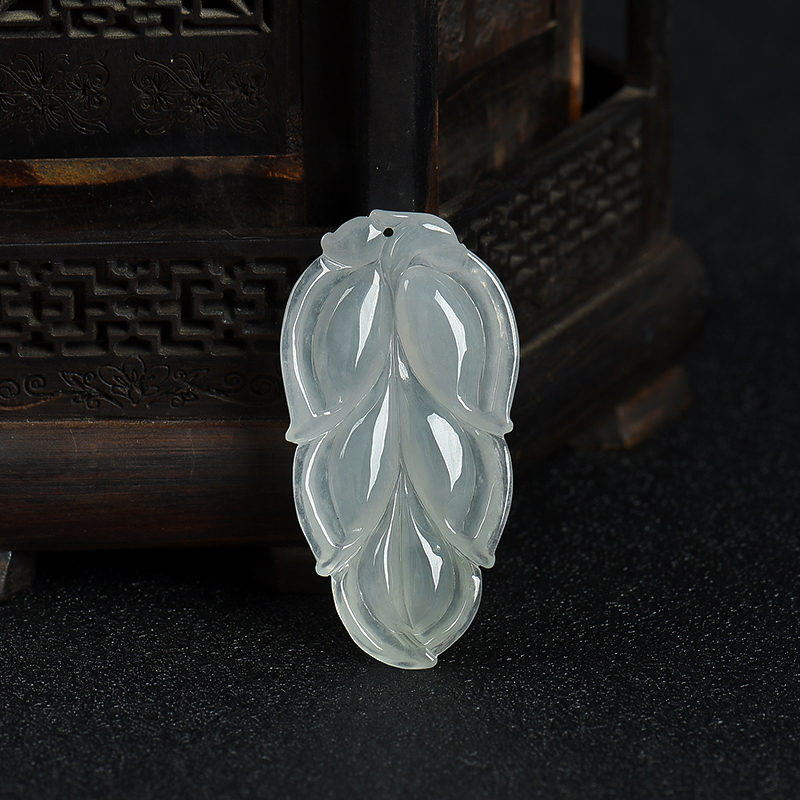 缅甸天然翡翠金枝玉叶吊坠-红掌柜