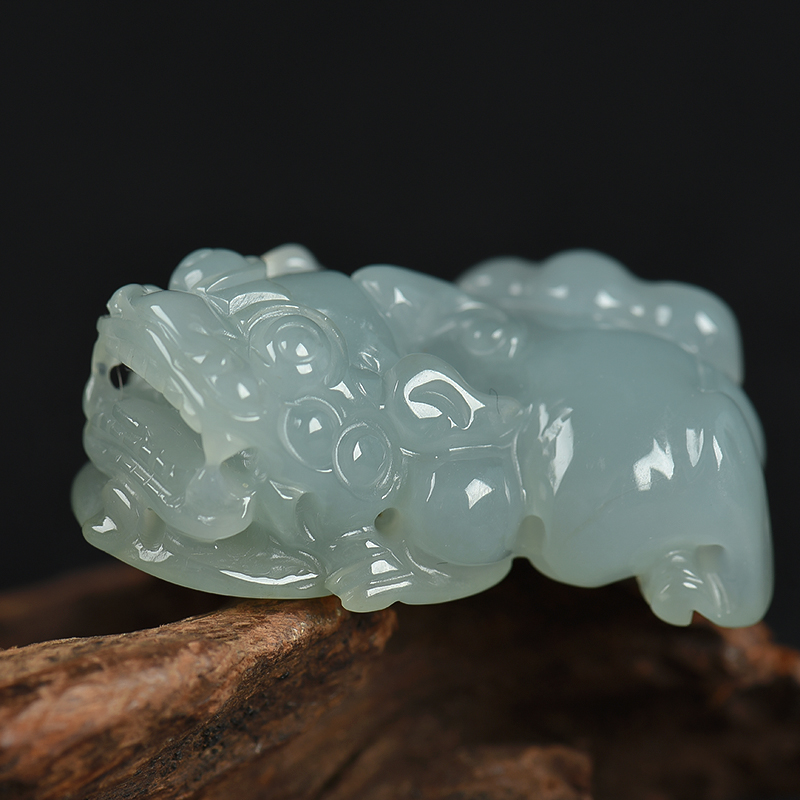 缅甸天然糯种翡翠貔貅吊坠-红掌柜