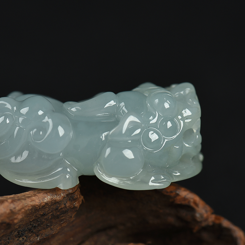 缅甸天然糯种灰绿翡翠吊坠-红掌柜