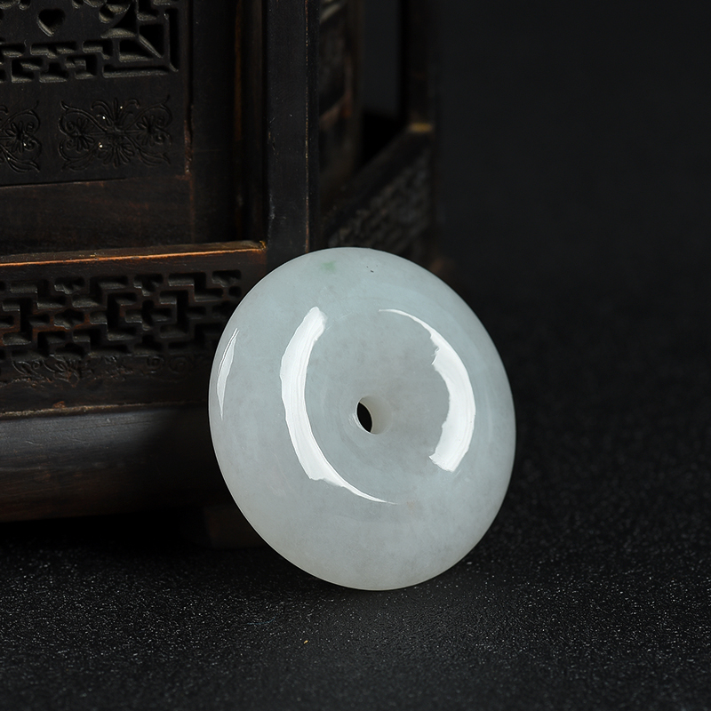 天然豆种翡翠平安扣吊坠-红掌柜