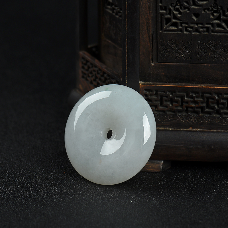 缅甸豆种翡翠平安扣吊坠-红掌柜