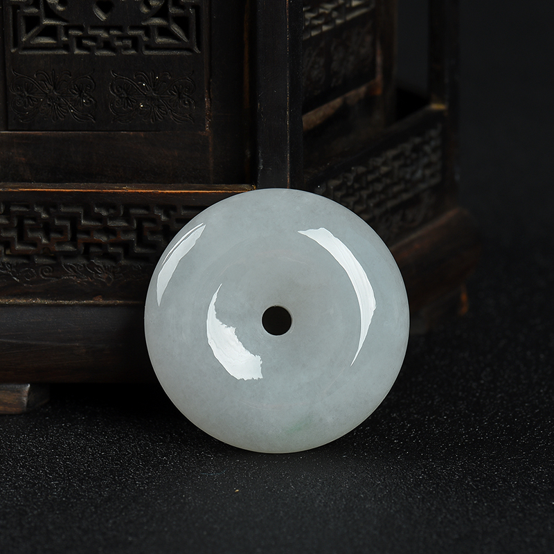 缅甸天然翡翠平安扣吊坠-红掌柜