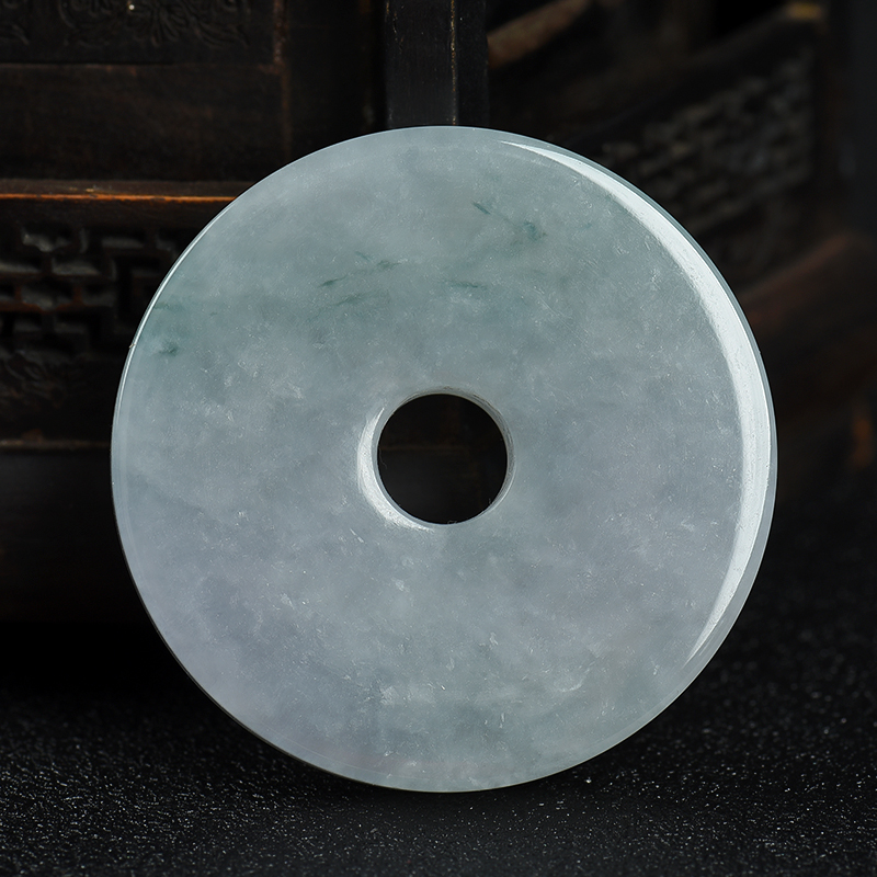 缅甸天然豆种飘花翡翠吊坠-红掌柜