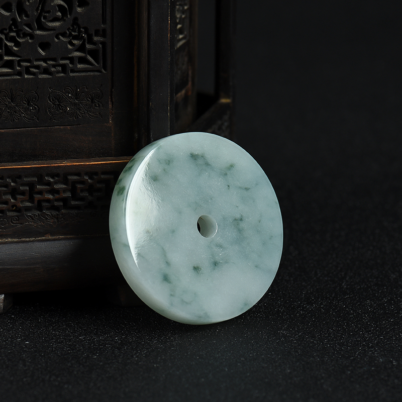 天然糯种飘花翡翠平安扣吊坠-红掌柜