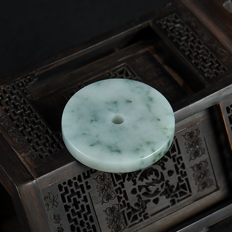 缅甸天然糯种翡翠平安扣吊坠-红掌柜