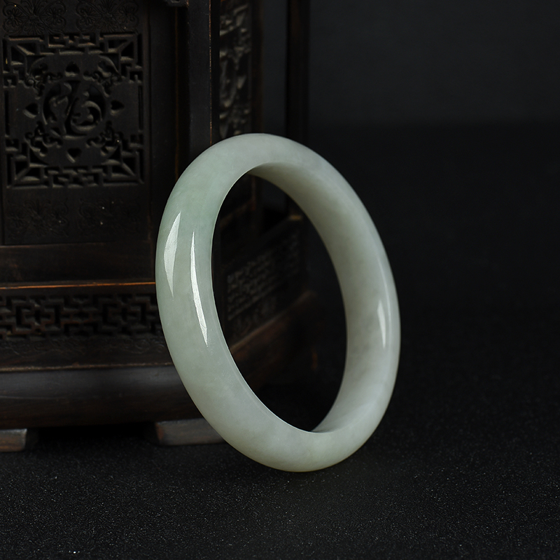 豆种翡翠手镯-红掌柜