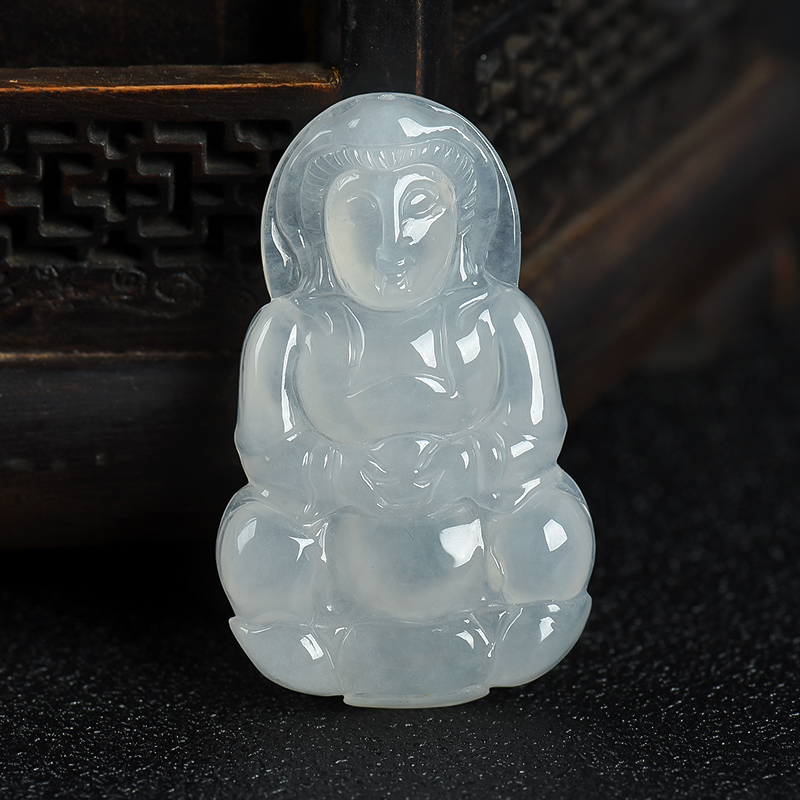 糯冰种翡翠吊坠-红掌柜