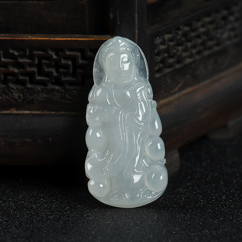 糯种翡翠观音吊坠-红掌柜