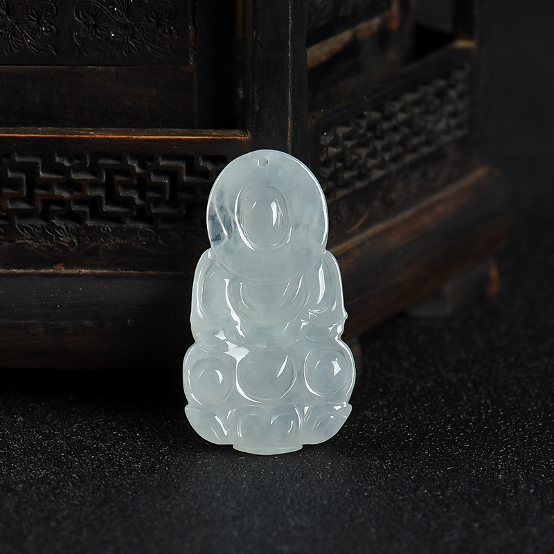 缅甸天然翡翠观音吊坠-红掌柜