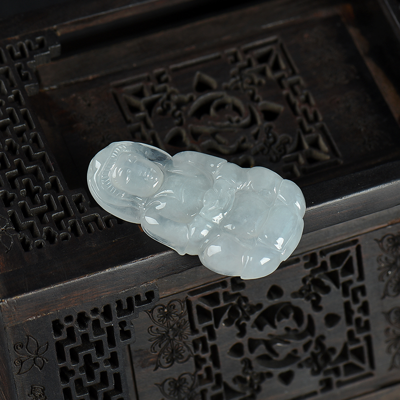 缅甸天然糯种翡翠吊坠-红掌柜