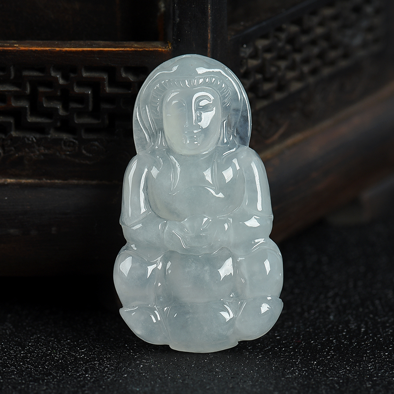 糯种翡翠观音吊坠-红掌柜