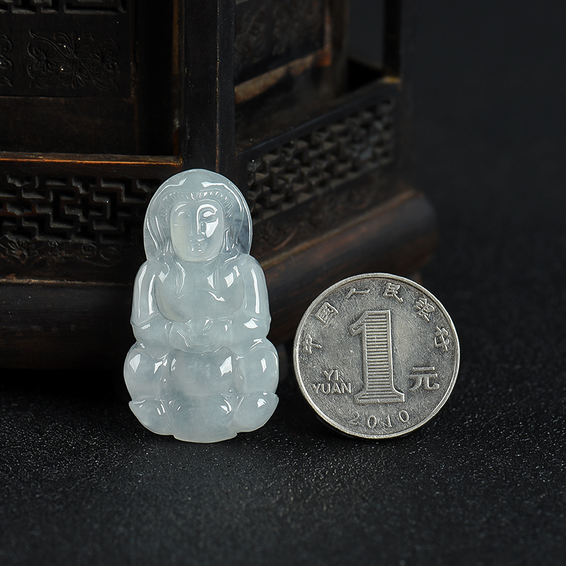 缅甸糯种翡翠吊坠-红掌柜