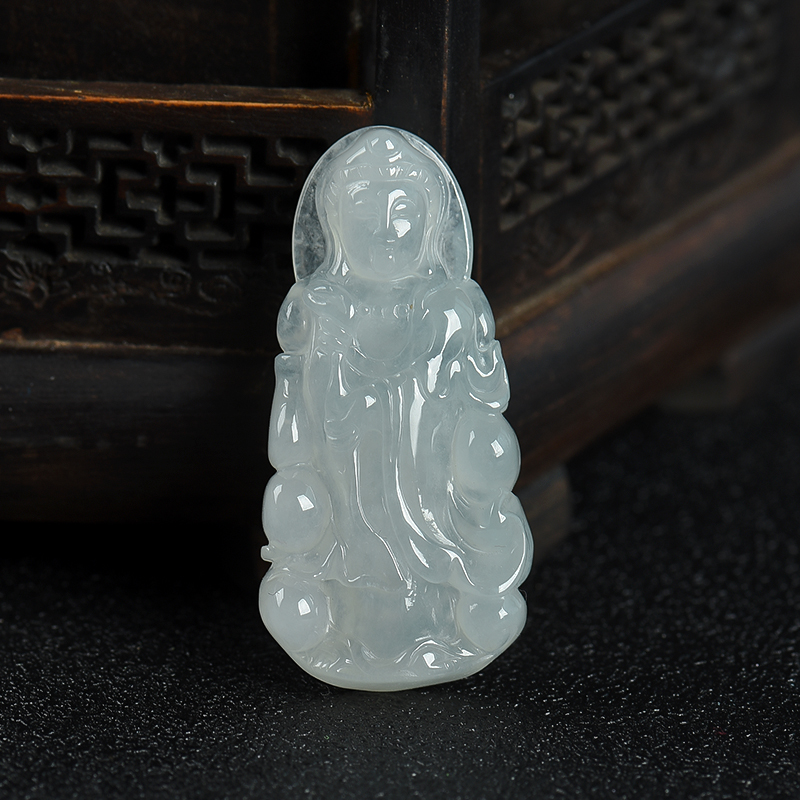 糯种翡翠观音吊坠-红掌柜