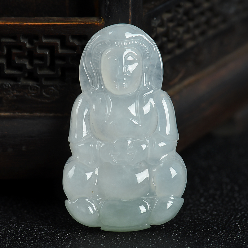 糯种翡翠观音吊坠-红掌柜